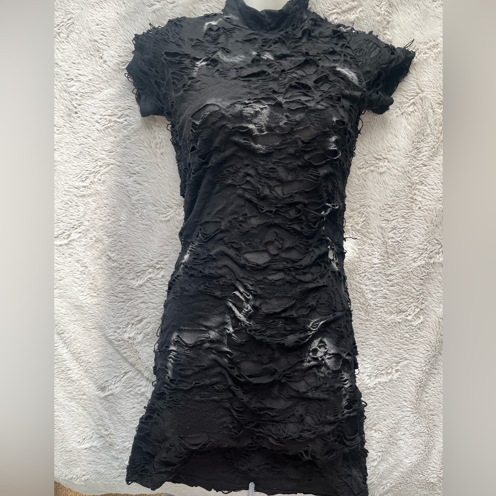 Goth ripped style see-through mesh dress from dollskill